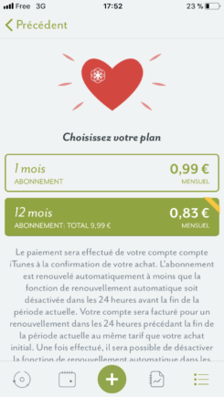 Capture d'écran de l'application Clue sur iOS. Capture d'écran de l'application Clue sur iOS.