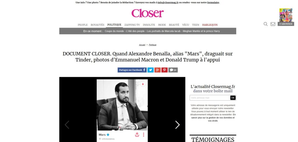 Le site de Closer. Le site de Closer.