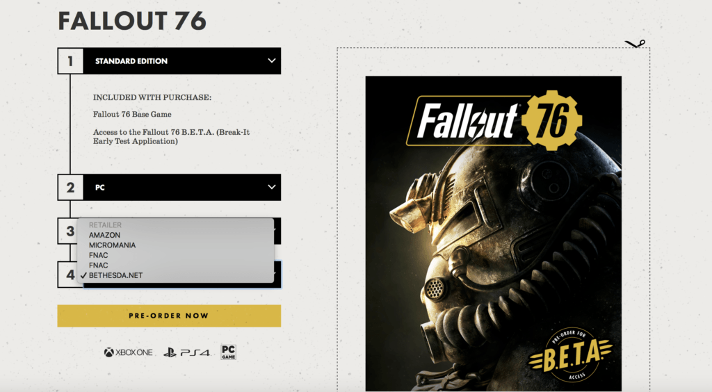 Fallout 76 // Source : Capture Bethesda.net du 7 août 2018 Fallout 76 // Source : Capture Bethesda.net du 7 août 2018
