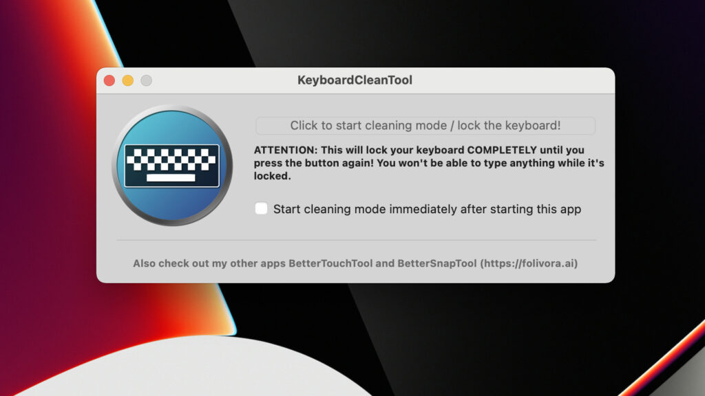 KeyboardCleanTool permet de désactiver le clavier de son Mac. // Source : Capture Numerama