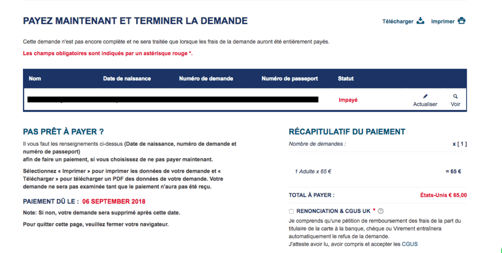Capture d'écran du site esta-officiel.fr