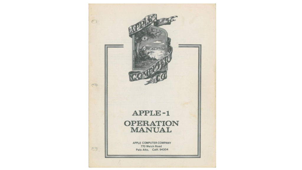 Manuel de l'Apple-I // Source : Invaluable