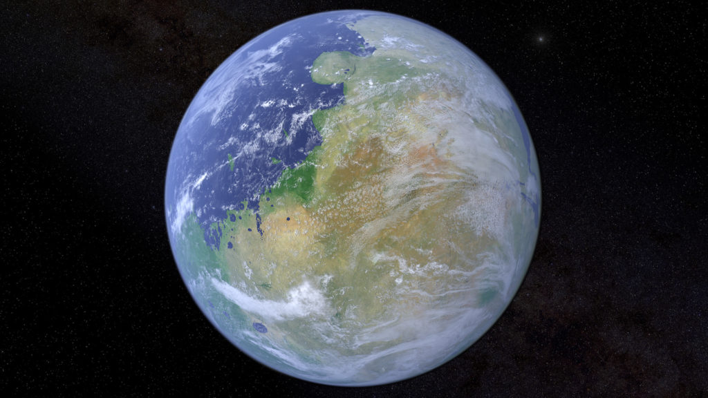 Mars, telle que nous pourrions l'imaginer après sa terraformation. // Source : Flickr/CC/Kevin Gill