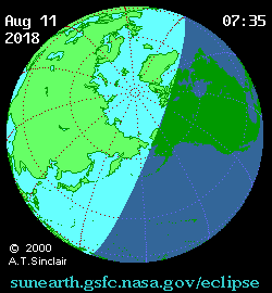 Carte animée de l'éclipse du 11 août 2018. // Source : Wikimedia