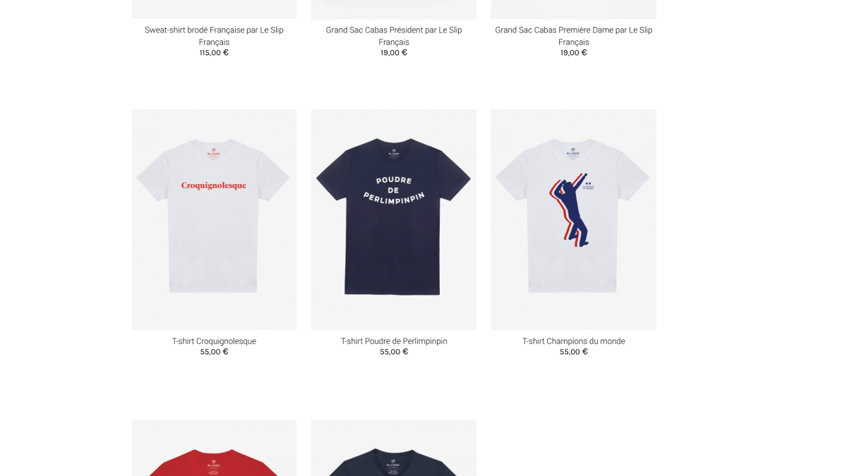 Capture d'écran de la boutique en ligne de l'Élysée // Source : Élysée