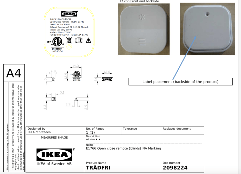 Commande volets Ikea // Source : Ikea
