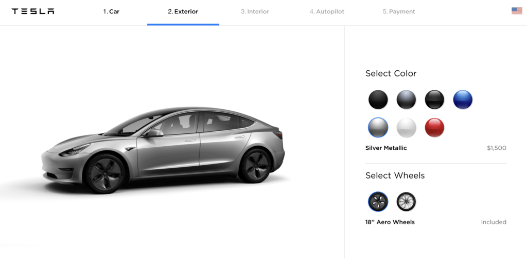Configurateur Model 3 // Source : Tesla