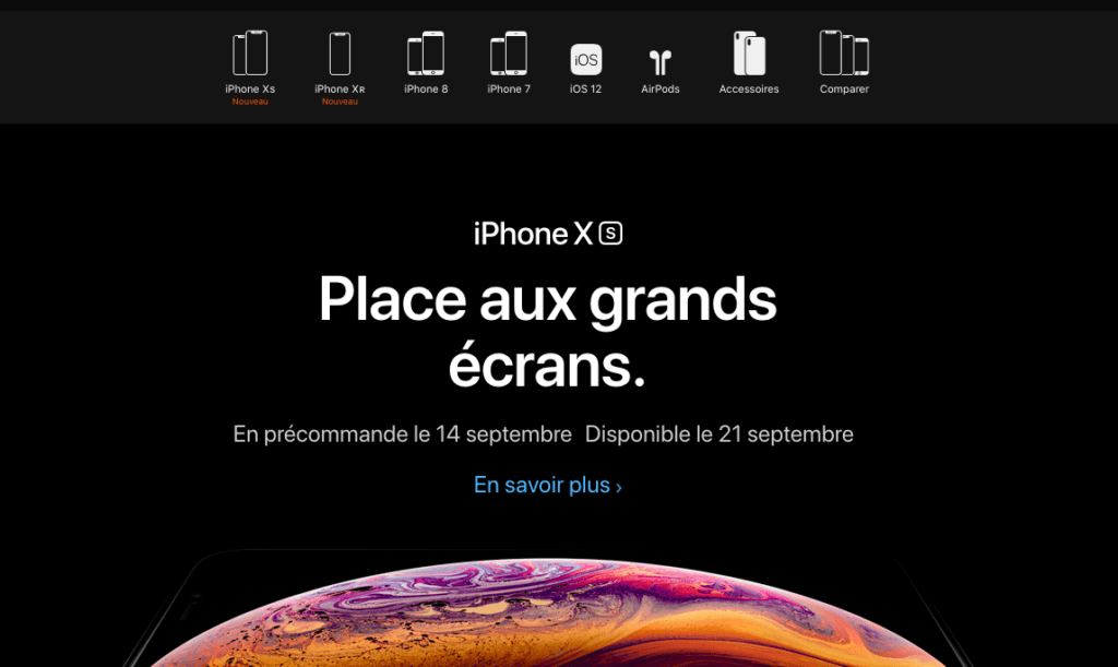 Capture d'écran de l'Apple Store le 12 septembre au soir // Source : Apple 