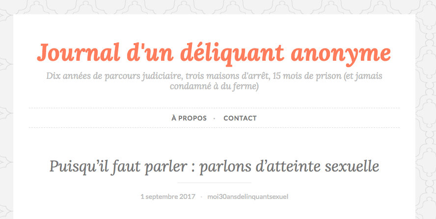 "Journal d'un délinquant anonyme" // Source : Capture d'écran