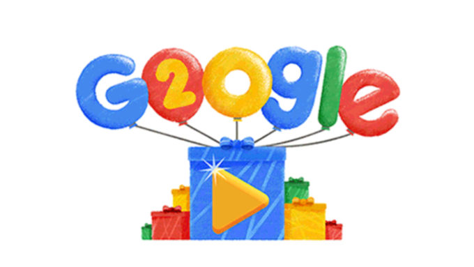 Page d'accueil des 20 ans de Google // Source : Google Page d'accueil des 20 ans de Google // Source : Google