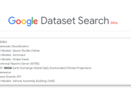 Capture d'écran Google Dataset Search