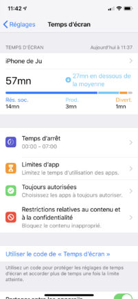 iOS 12 et le temps d'écran // Source : Julien Cadot pour Numerama