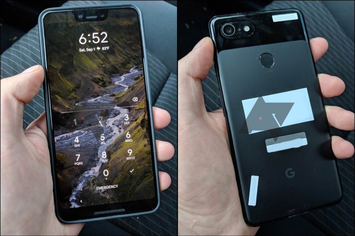 Leaks du Pixel 3 retrouvé dans le véhicule Lyft // Source : Android Police & Anonymous Alligator