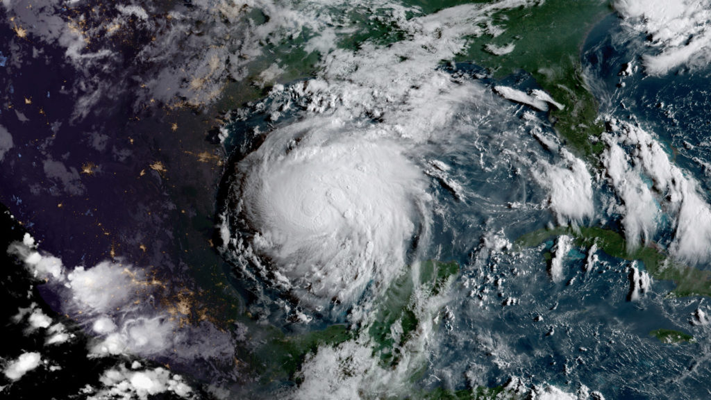L'ouragan Harvey qui a touché le Texas en 2017. // Source : NOAA/NASA GOES Project