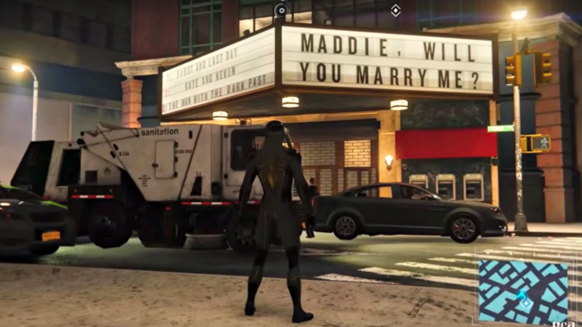 Capture d'écran de la demande en mariage dans Spider-Man sur PS4 // Source : YouTube/PEA