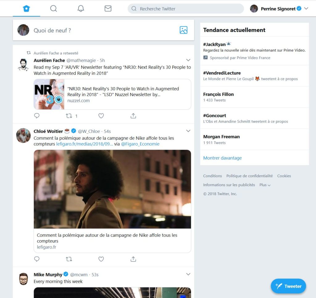 La nouvelle interface est plus épurée, et le bouton "tweeter" se retrouve en bas de l'écran. // Source : Numerama