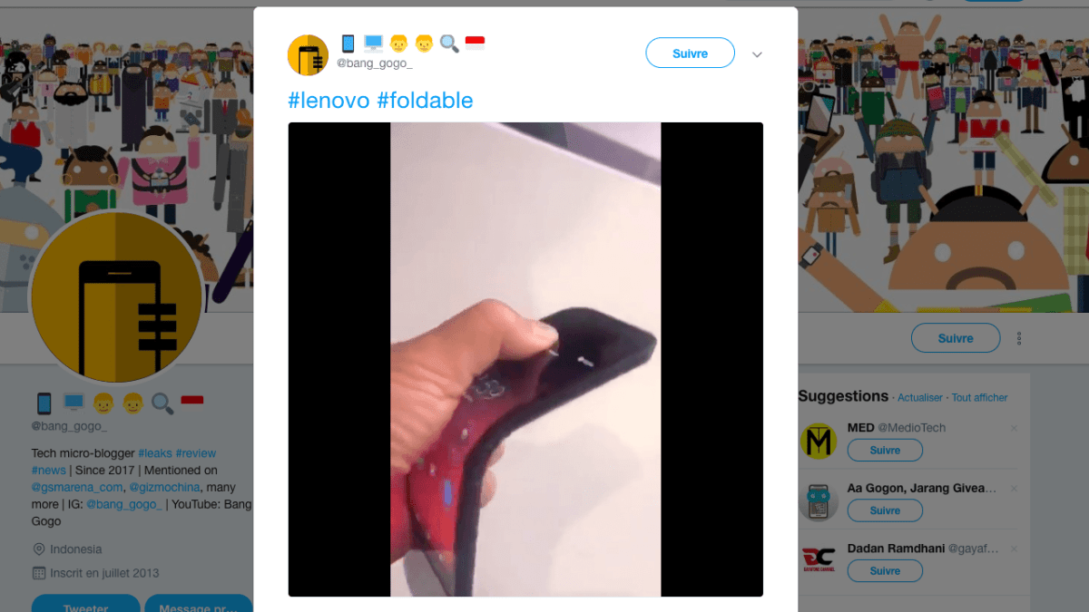 Lenovo smartphone pliable // Source : Twitter