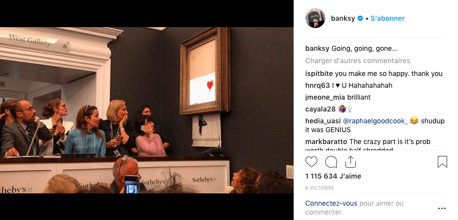 Le premier post de Banksy le 6 octobre // Source : Instagram/banksy