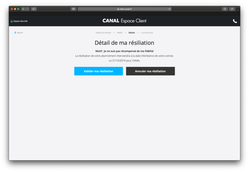 Résiliation de Canal+ par anticipation // Source : Capture d'écran Numerama Résiliation de Canal+ par anticipation // Source : Capture d'écran Numerama