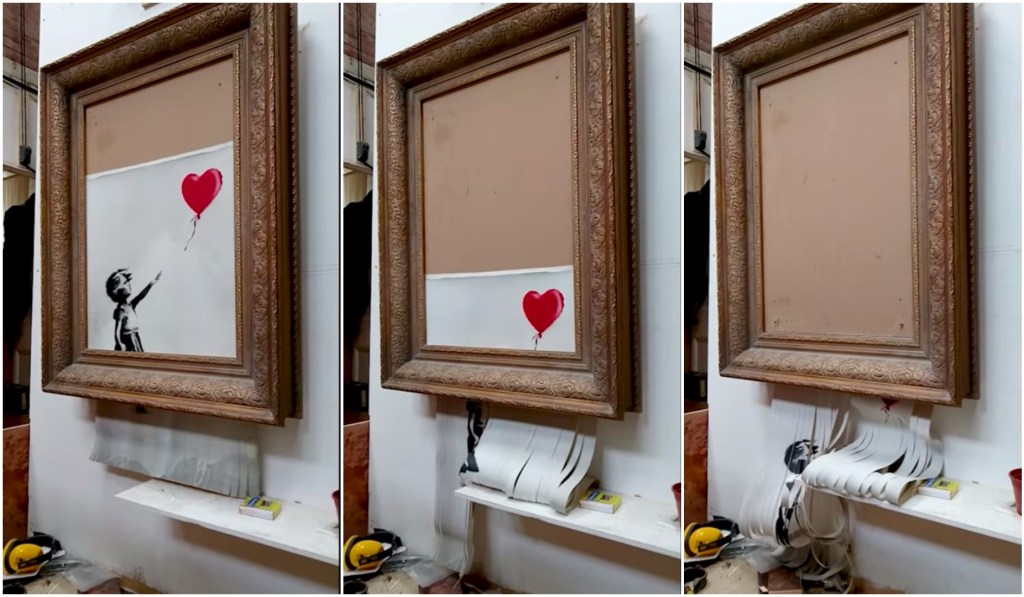 Collage à partir de la vidéo publiée par Banksy // Source : YouTube/banksyfilm