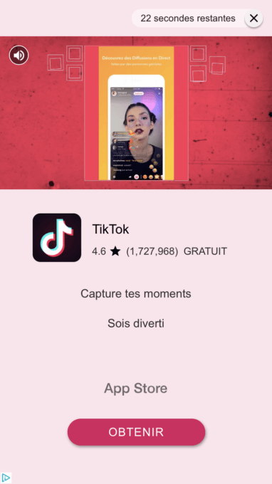 Il est possible de regarder des publicités TikTok pour avoir des deniers pour répondre à nouveau à des saints.  // Source : Follow Jesus Christ : Go!