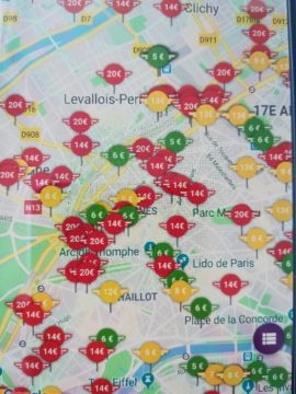 Les points rouges représentent les trottinettes introuvables, probablement cachées par des utilisateurs. // Source : Capture d'écran de l'application Bird utilisée par un juicer.