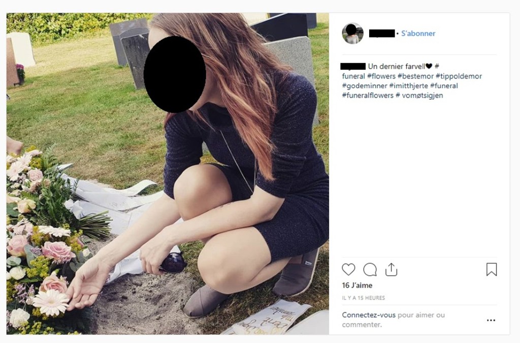 Sur Instagram, on se poste en photo sur une tombe, avec les hashtags qui vont bien. // Source : Instagram