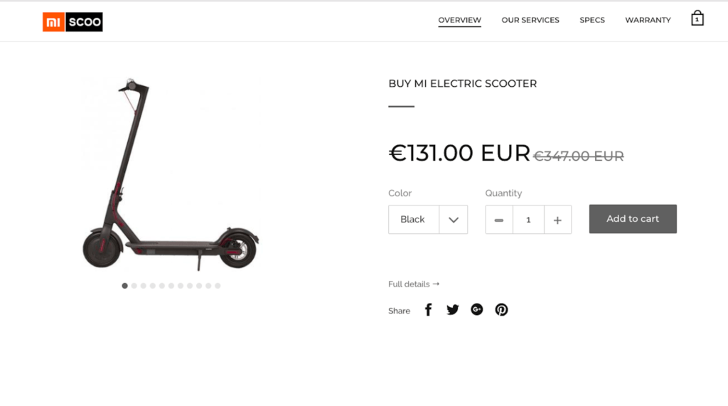 Le site malveillant qui prétend vendre des trottinettes Xiaomi à 131 euros