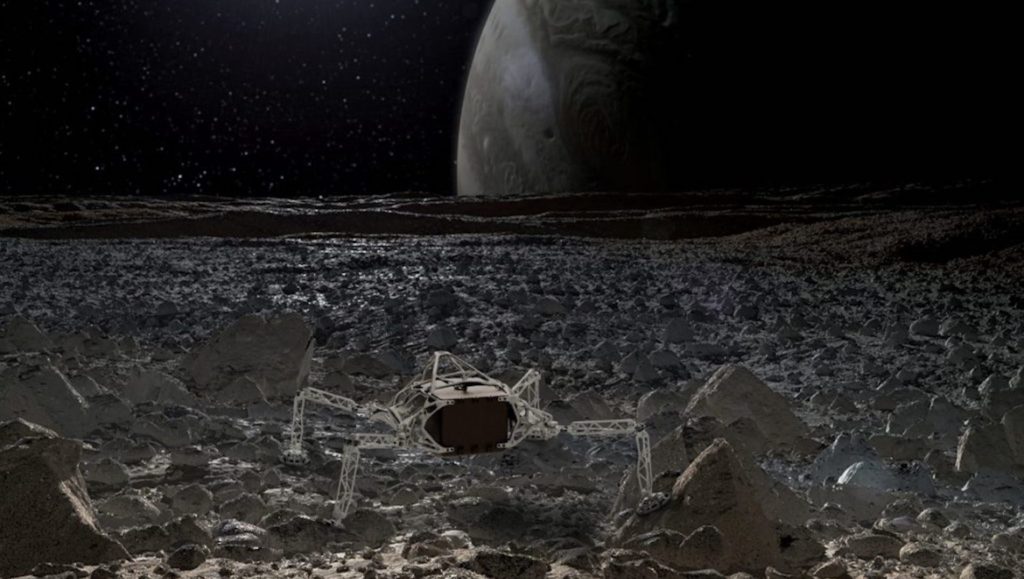 La NASA travaille sur des modules capables de chercher des traces de glaces sous la croûte des lunes de Jupiter. // Source : Autodesk