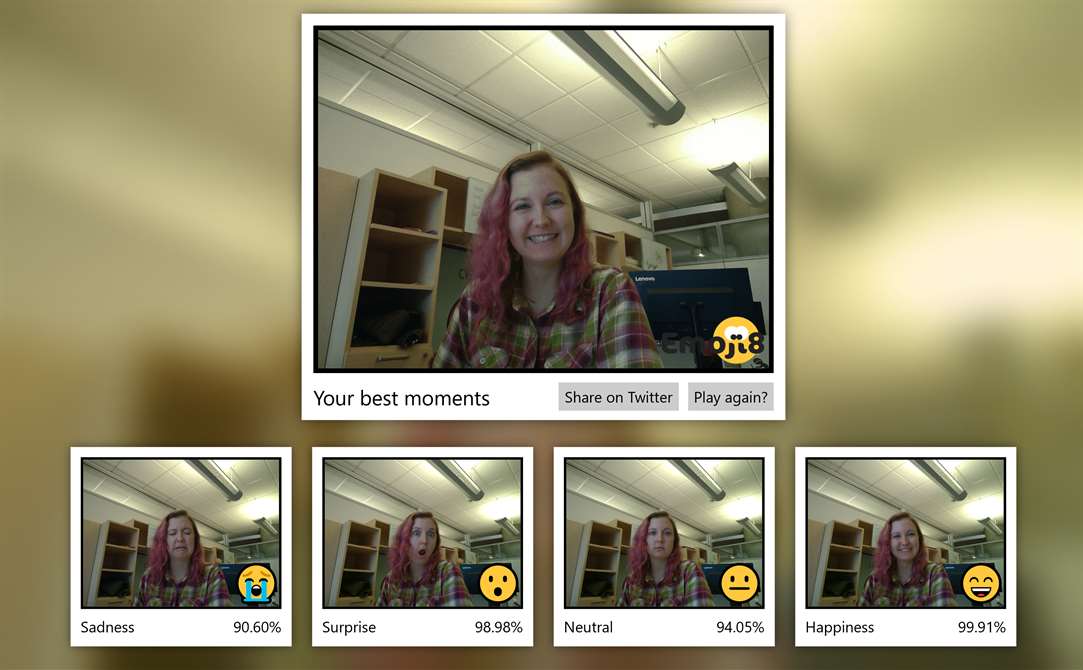 L'app Emoji8 évalue si vous savez imiter l'expression d'un emoji. // Source : Emoji8 Microsoft