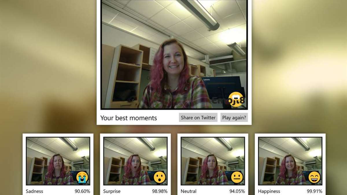 L'app Emoji8 évalue si vous savez imiter l'expression d'un emoji. // Source : Emoji8 Microsoft