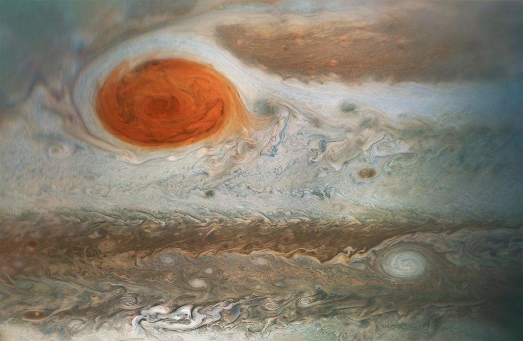 La grande tâche rouge de Jupiter. // Source : NASA/JPL-Caltech/SwRI/MSSS/Gerald Eichstadt/Sean Doran