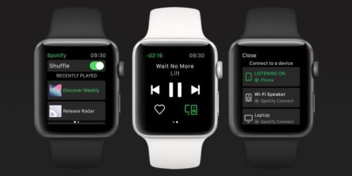 Spotify sur Apple Watch // Source : Spotify