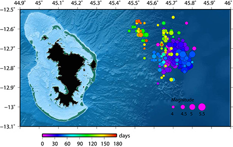 La localisation des ondes sismologiques enregistrées par le BGRM. // Source : BGRM
