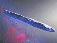 Une vue d'artiste d'Oumuamua. // Source : Flickr/CC/Stuart Rankin (photo recadrée)