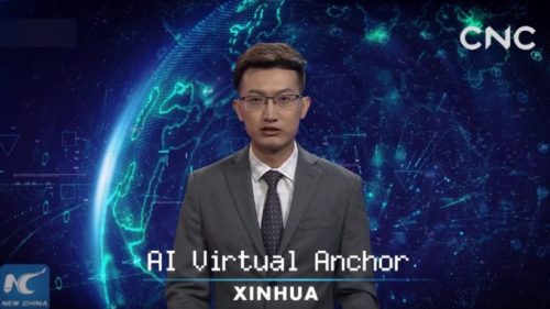 Le présentateur anglophone, enfin, l'IA anglophone. // Source : Capture d'écran YouTube / New China TV