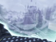 Un château apparaît dans le reflet d'une faille sur Fortnite. // Source : Capture d'écran Fortnite par U/super_star_BETA