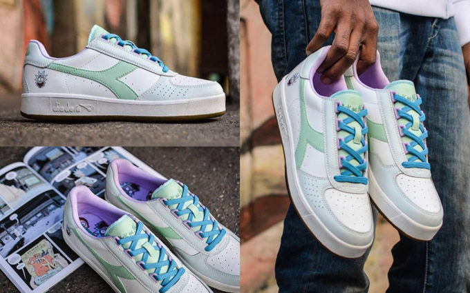 La tête de Rick est brodée sur les extérieurs de la B Elite. // Source : Footlocker / Diadora La tête de Rick est brodée sur les extérieurs de la B Elite. // Source : Footlocker / Diadora
