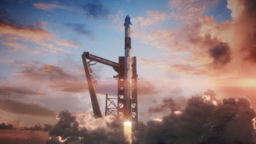 Vue d'artiste d'un décollage de SpaceX. // Source : SpaceX.