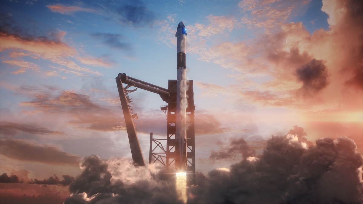 Vue d'artiste d'un décollage de SpaceX. // Source : SpaceX.