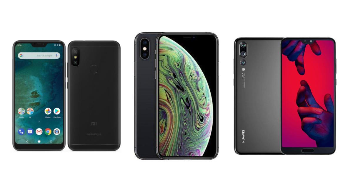 xiaomi mi a2 lite, iphone XS et Huawei P20 Pro