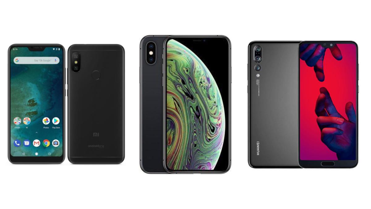 xiaomi mi a2 lite, iphone XS et Huawei P20 Pro