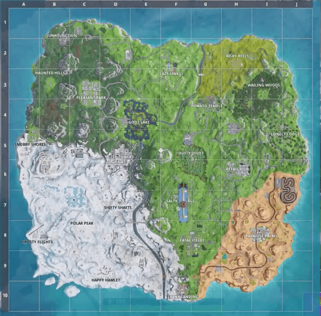 La carte de la saison 7 de Fortnite // Source : Epic Games La carte de la saison 7 de Fortnite // Source : Epic Games