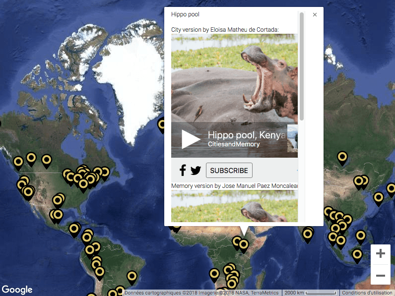 Un bassin d'hippopotames au Kenya. // Source : Capture d'écran Cities and Memory