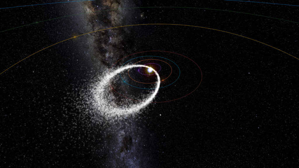 L'astéroïde Phatéon semble être à l'origine des Géminides. // Source : Capture d'écran Meteors Showers