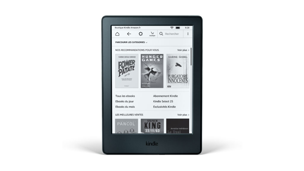 En haut, la barre d'outil vous permet d'accéder à tout dans la liseuse (ici, un Kindle). // Source : Amazon