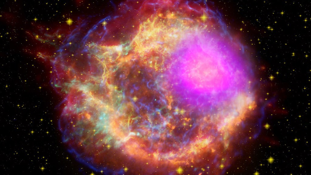 La supernova Cassiopée A. // Source : NASA/DOE/Fermi LAT Collaboration, CXC/SAO/JPL-Caltech/Steward/O. Krause et al., and NRAO/AUI