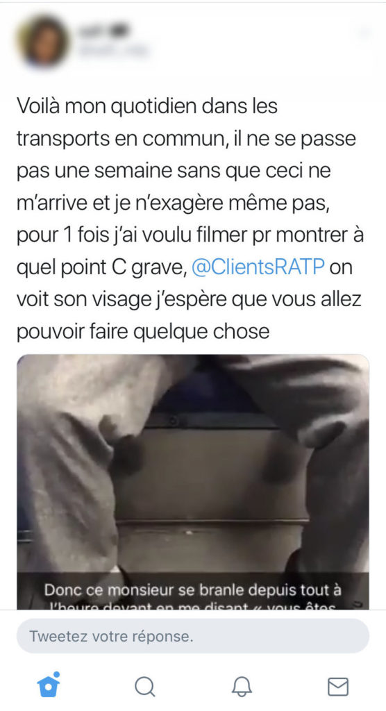 Un autre exemple de femme qui a filmé son agresseur dans le métro // Source : Capture Numerama Un autre exemple de femme qui a filmé son agresseur dans le métro // Source : Capture Numerama