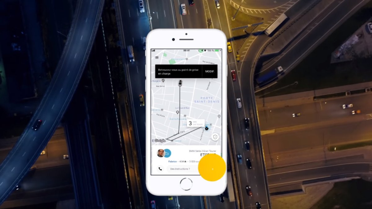 La vue depuis l'application Uber. // Source : Uber