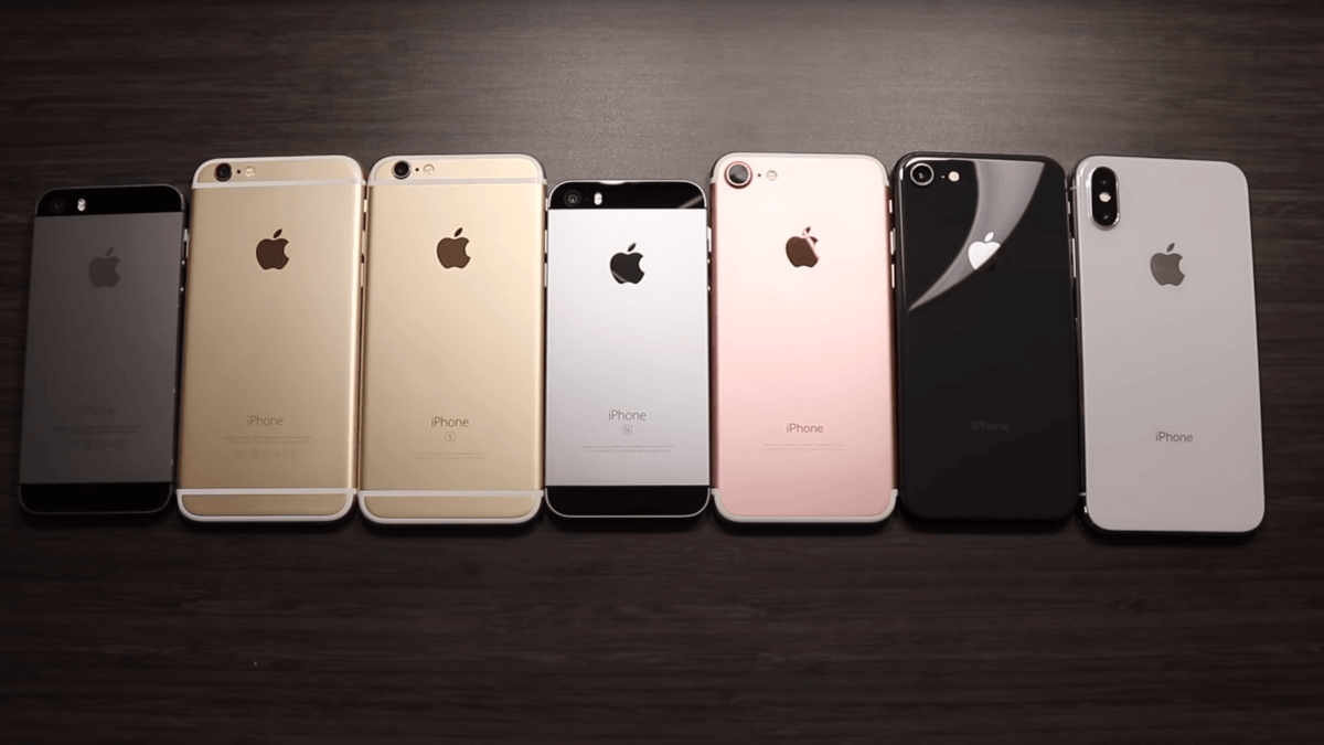 Les différentes tailles d'iPhone, du 5S au X // Source : YouTube/Nick Ackerman